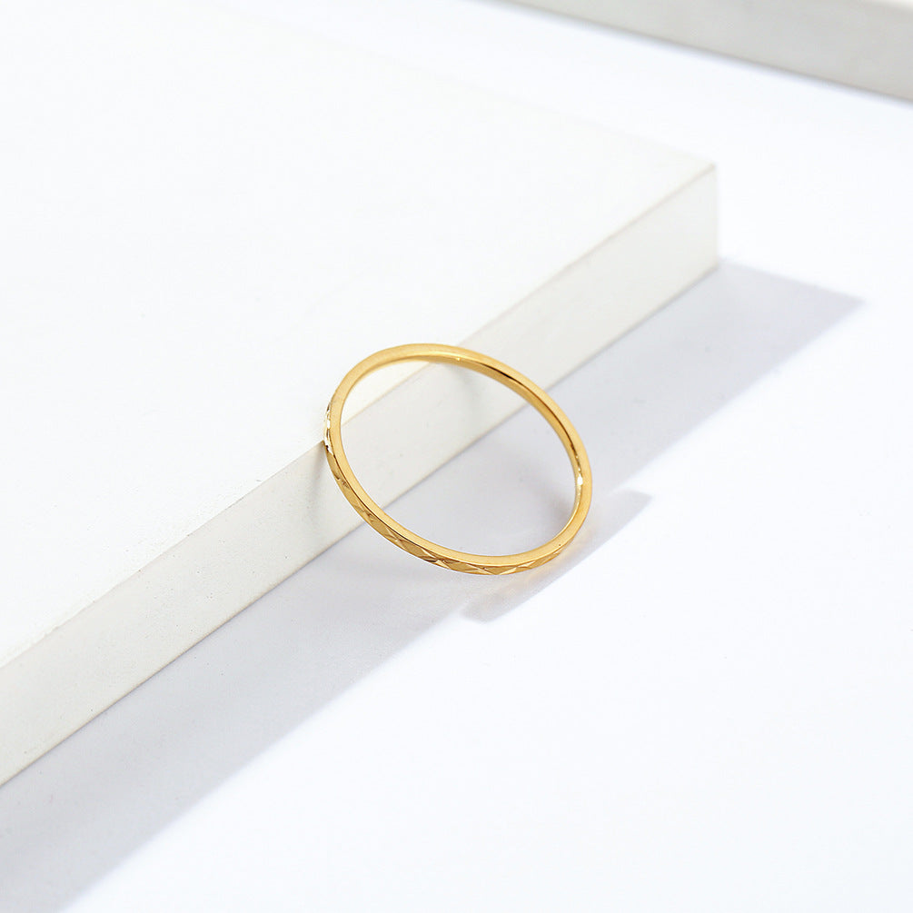 Japanese and Korean Style 1mm Rhombus Titanium Steel Ring
