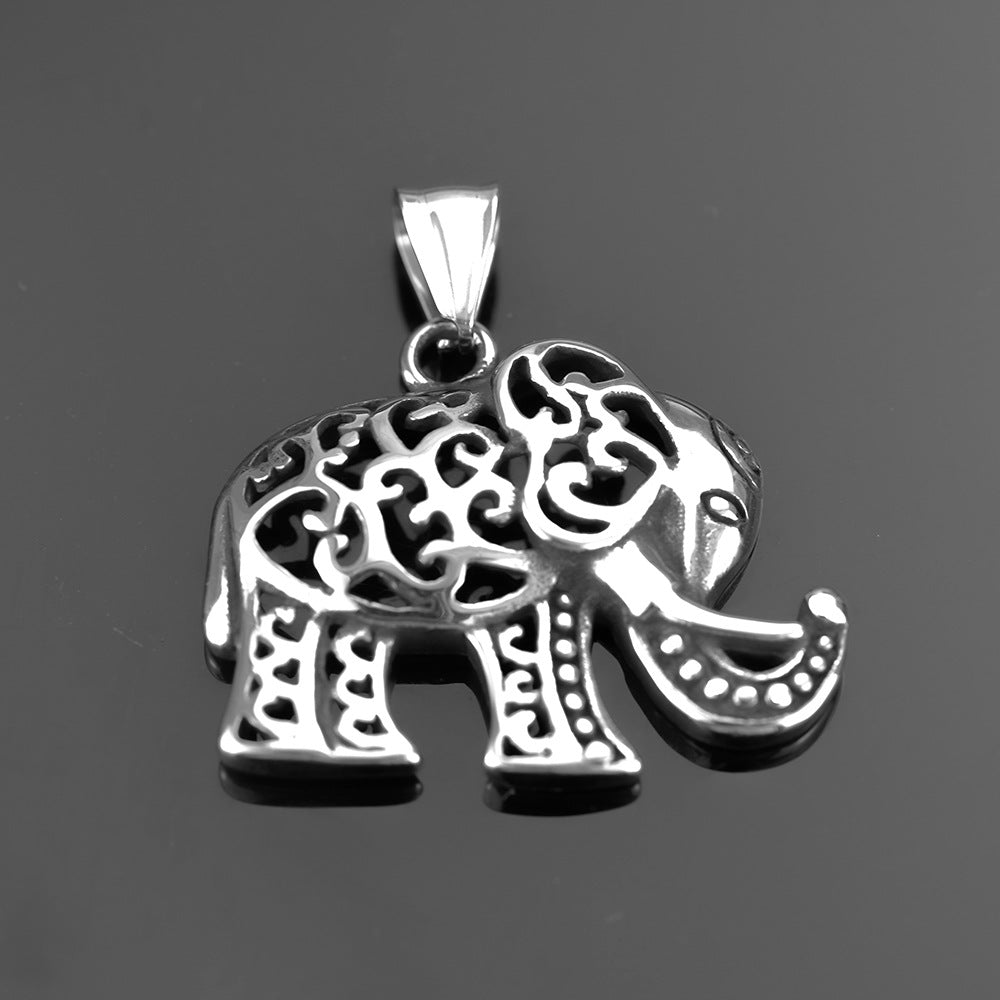 Retro Stainless Steel Men's Pendant Personalized Elephant Necklace