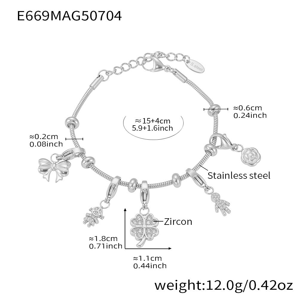 Planderful Tree Of Life Zircon Bracelet Women Stainless Gold