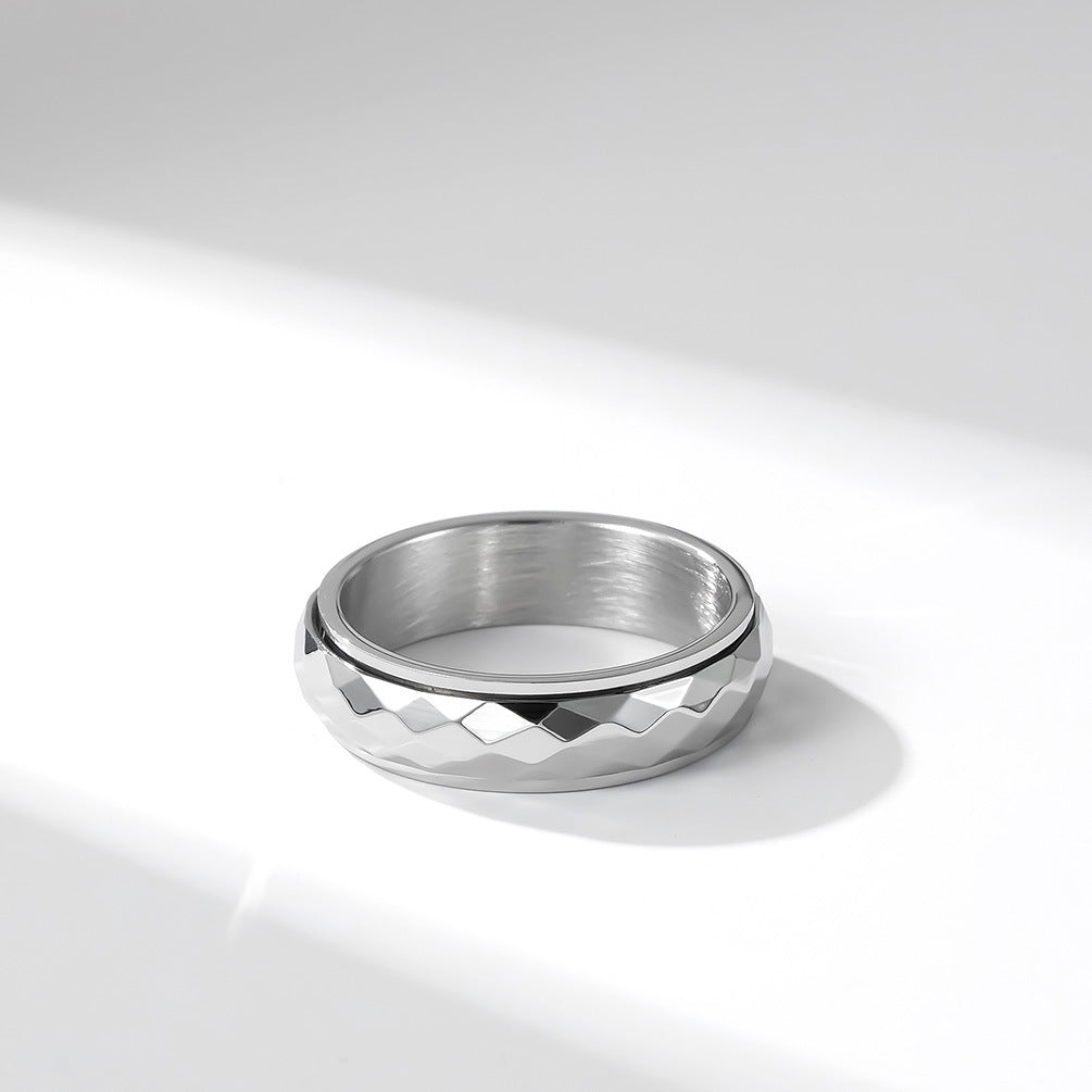 INS Neutral Cold Wind Rhombus Titanium Steel Rotating Ring