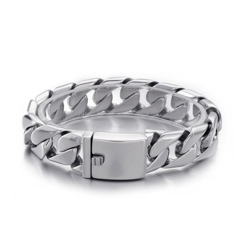 Men's Daily Casting Smooth Sand Men's Stainless Steel Cuban Chain Bracelet