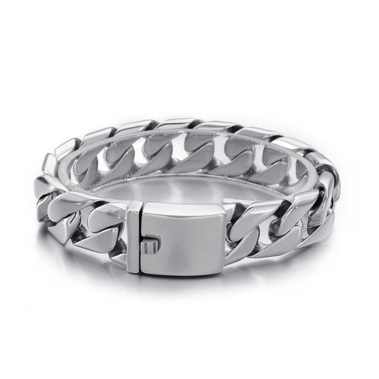 Men's Daily Casting Smooth Sand Men's Stainless Steel Cuban Chain Bracelet