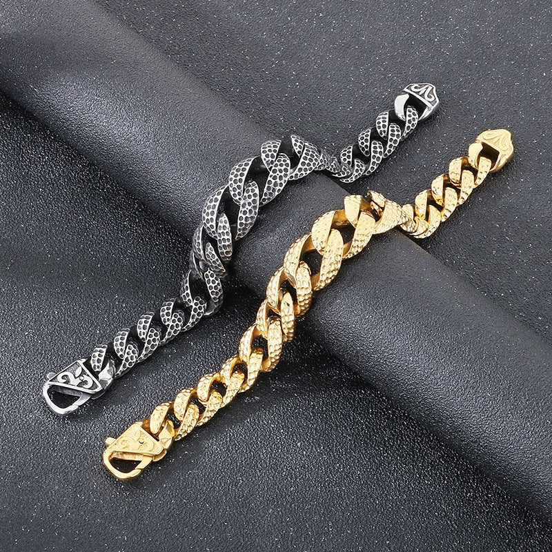 Planderful Mens Stainless Steel Cuban Chain Bracelet Beating