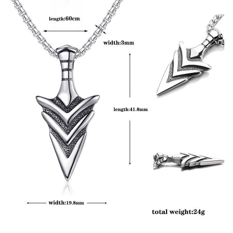 Stainless Steel Necklace - Minimalist Viking Arrow