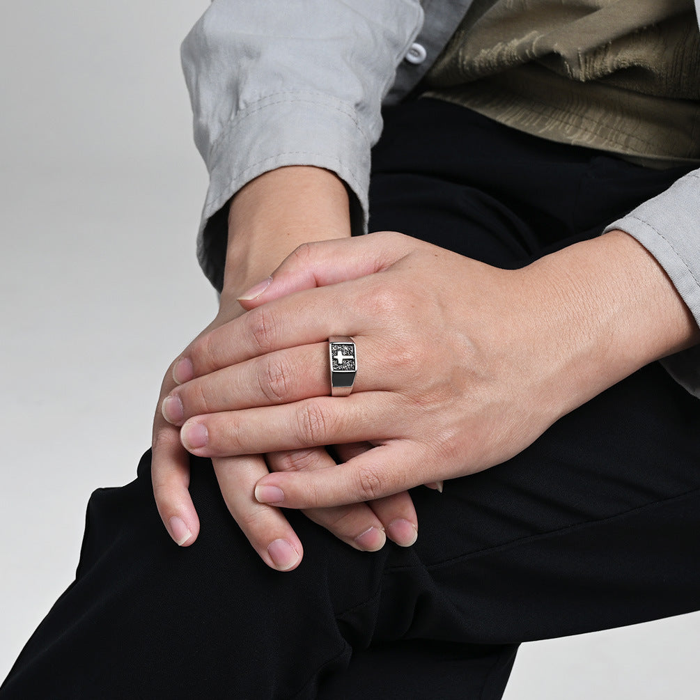 Planderful Titanium Cross Ring For Men Premium Fashion