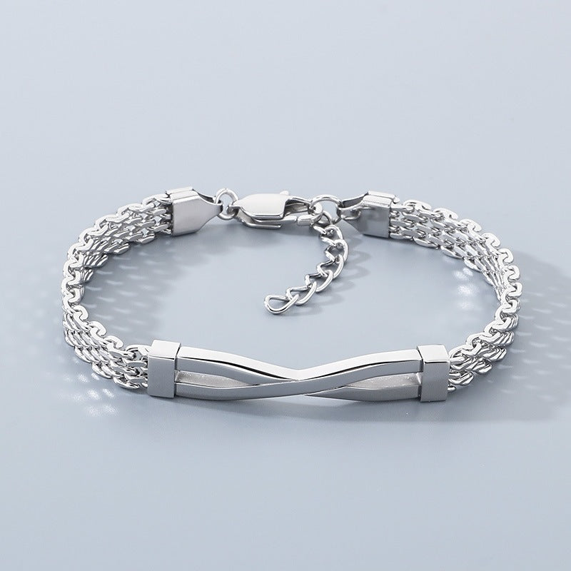 Stainless Steel Men's Design Geometric Cross Minimalist Style Titanium Steel Bracelet