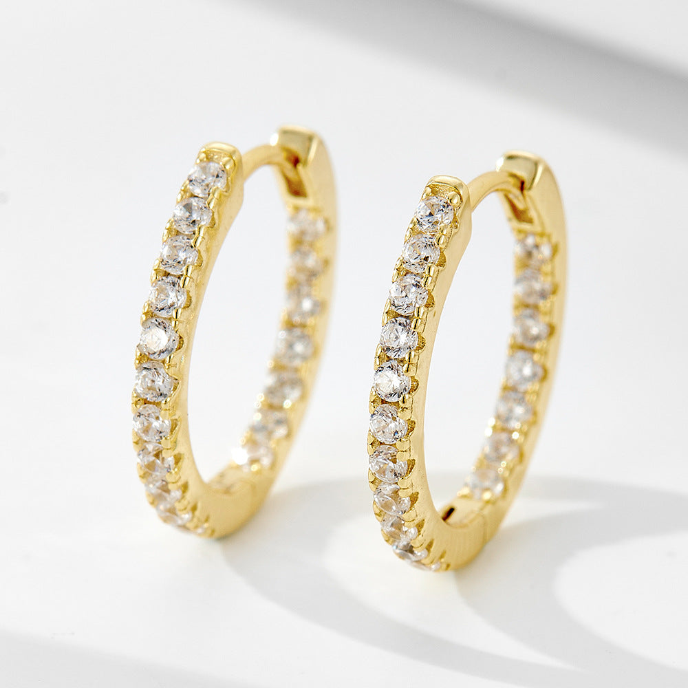 925 Sterling Silver Retro Zircon Earrings, 'S Earrings