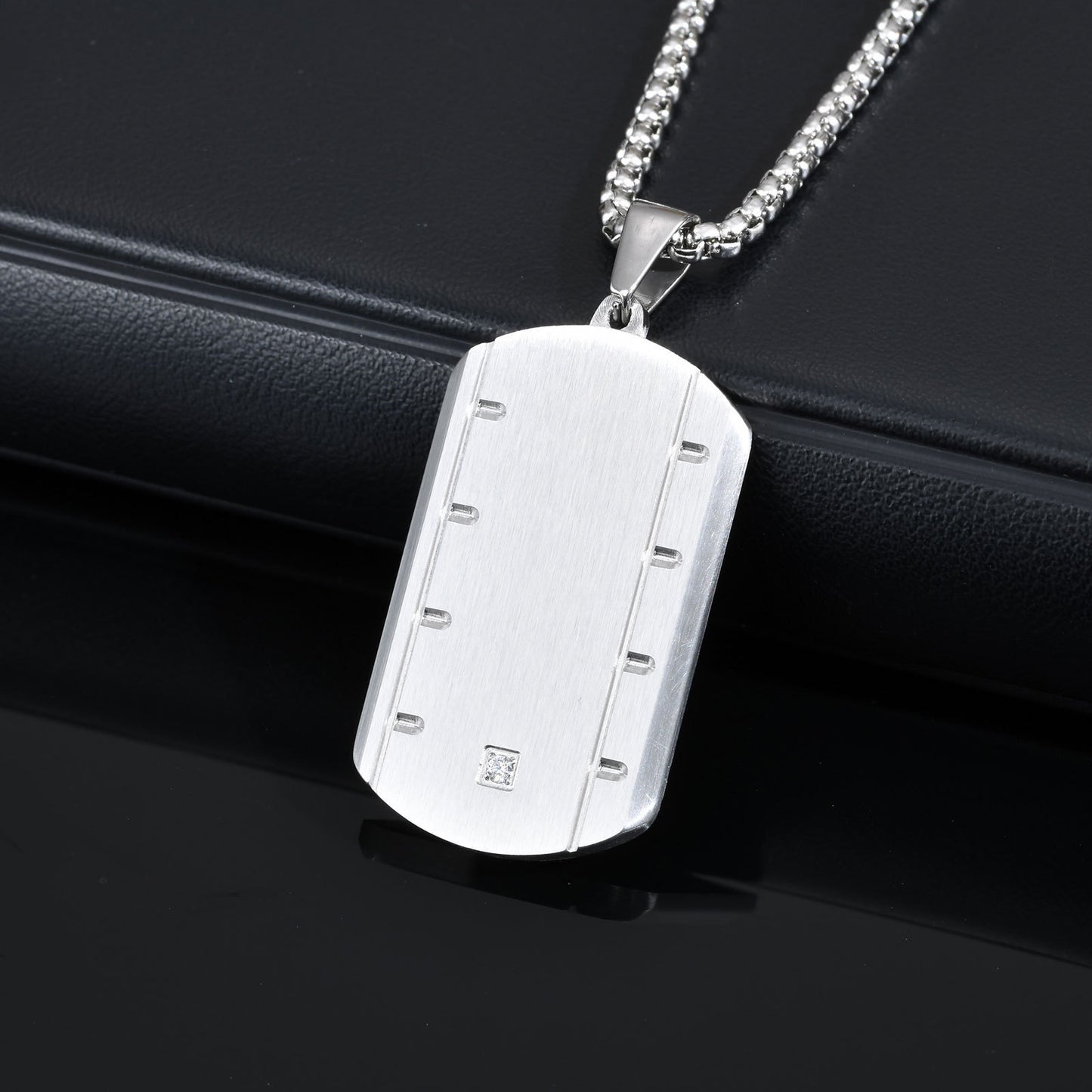 Planderful Geometric Stainless Steel Necklace Mens Zircon