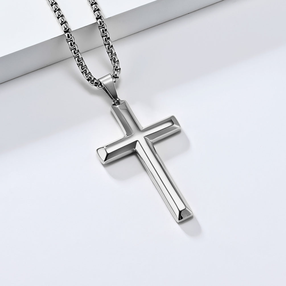 Bevel Versatile Titanium Steel Cross Necklace for Men