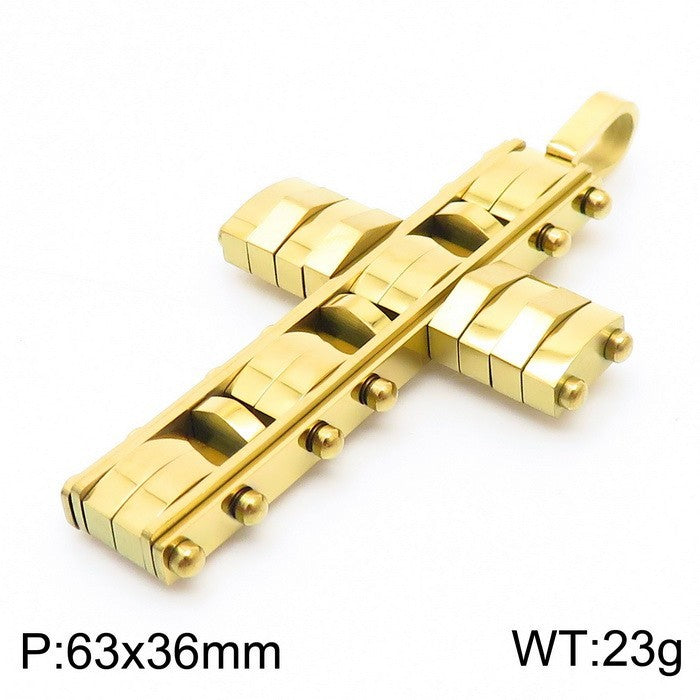 Hip-Hop Men's Personalized Irregular Cross Pendant Necklace in Stainless Steel and Titanium