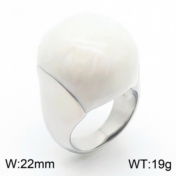 Color Enamel Drip Glaze Titanium Steel Ring, French Fashionable