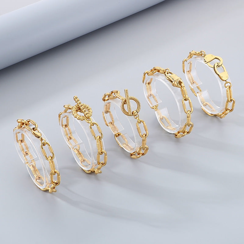 Mens Titanium Steel Bracelet Planderful Skull Buckle Bold