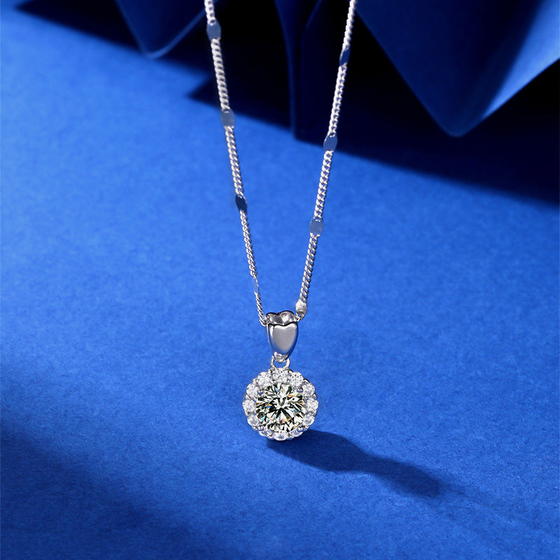 Sun Moissanite 925 Sterling Silver Pendant Necklace