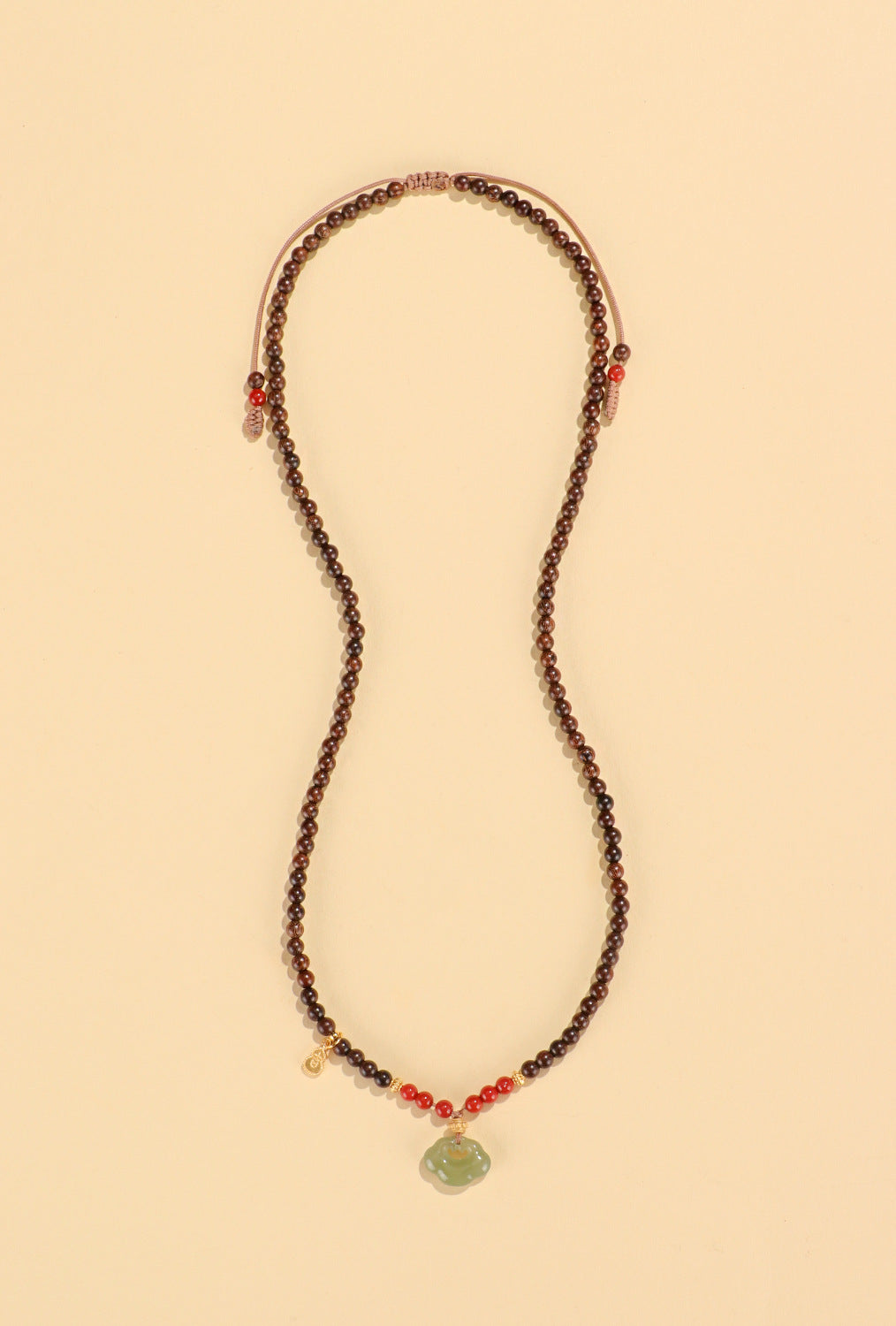 Hetian Jade Sandalwood Ruyi Lock Pendant Necklace