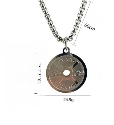 1. Planderful Stainless Steel Barbell Necklace For Men Hip Hop Pendant Fitness Inspired Jewelry Gift