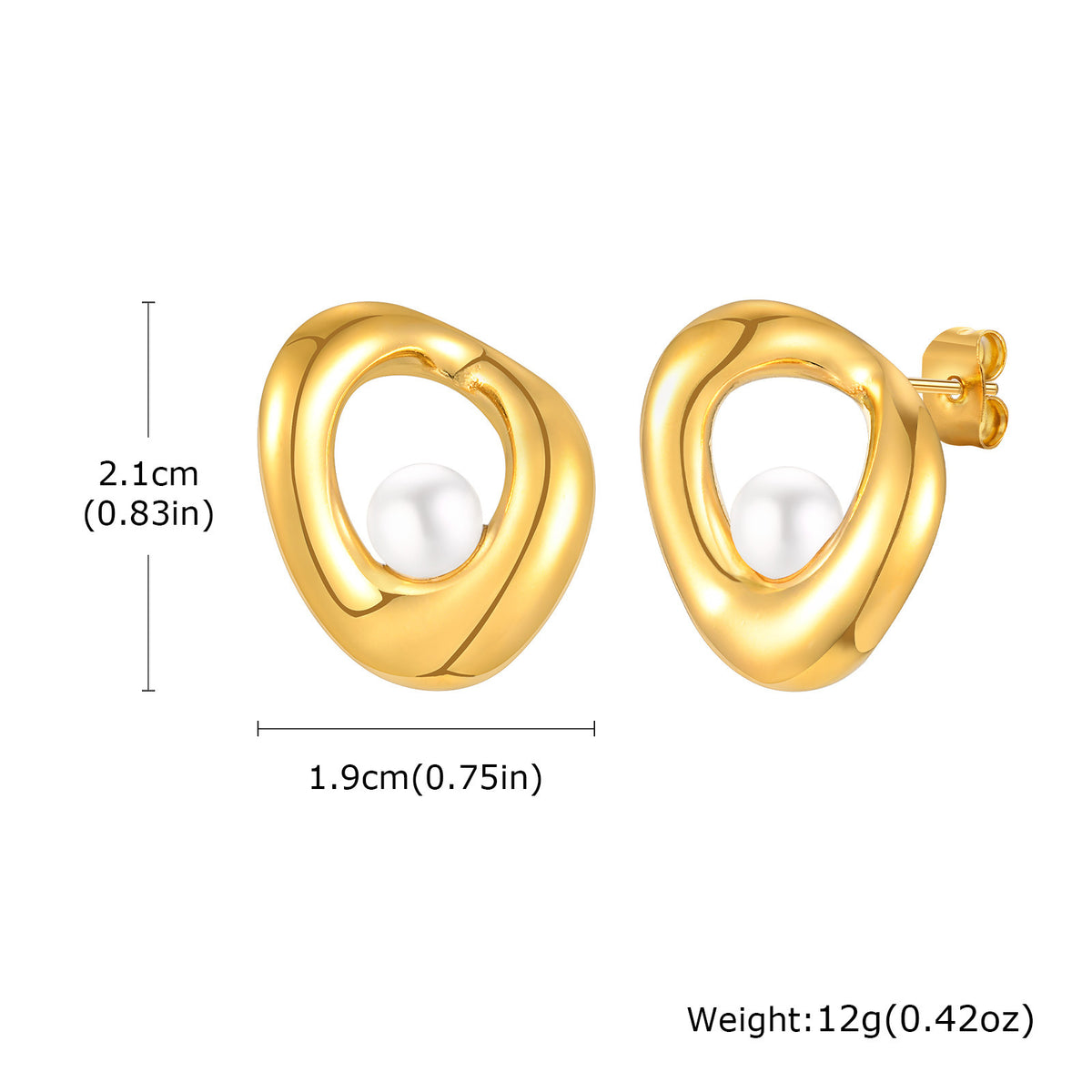 Stainless Steel Pearl Geometric Earrings