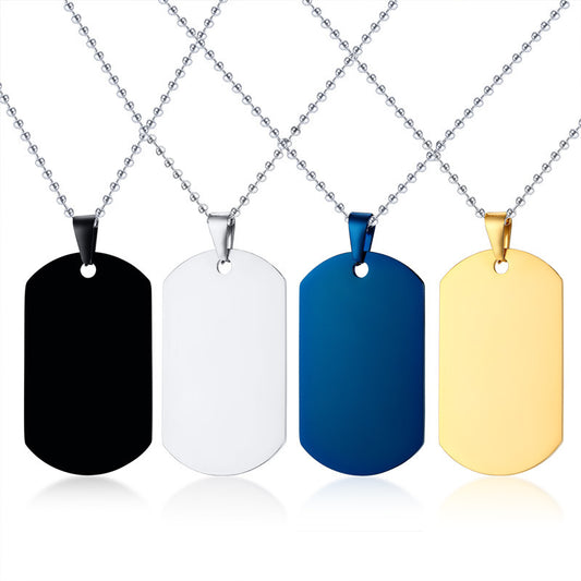 Stainless Steel Tag Pendant Glossy Personalized Accessories for Men