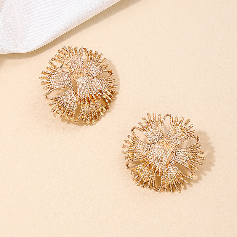 Medieval Elegance: Vienna Verve Metal Tassel Chest Flower Earrings