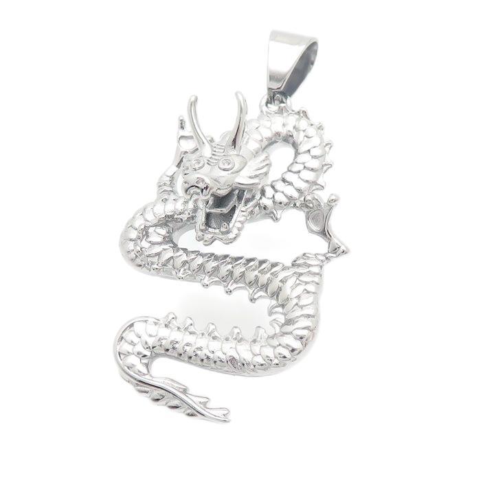 Steel Necklace – Vintage Dragon Pendant For Him Everyday Wear Chinese Zodiac Jewelry