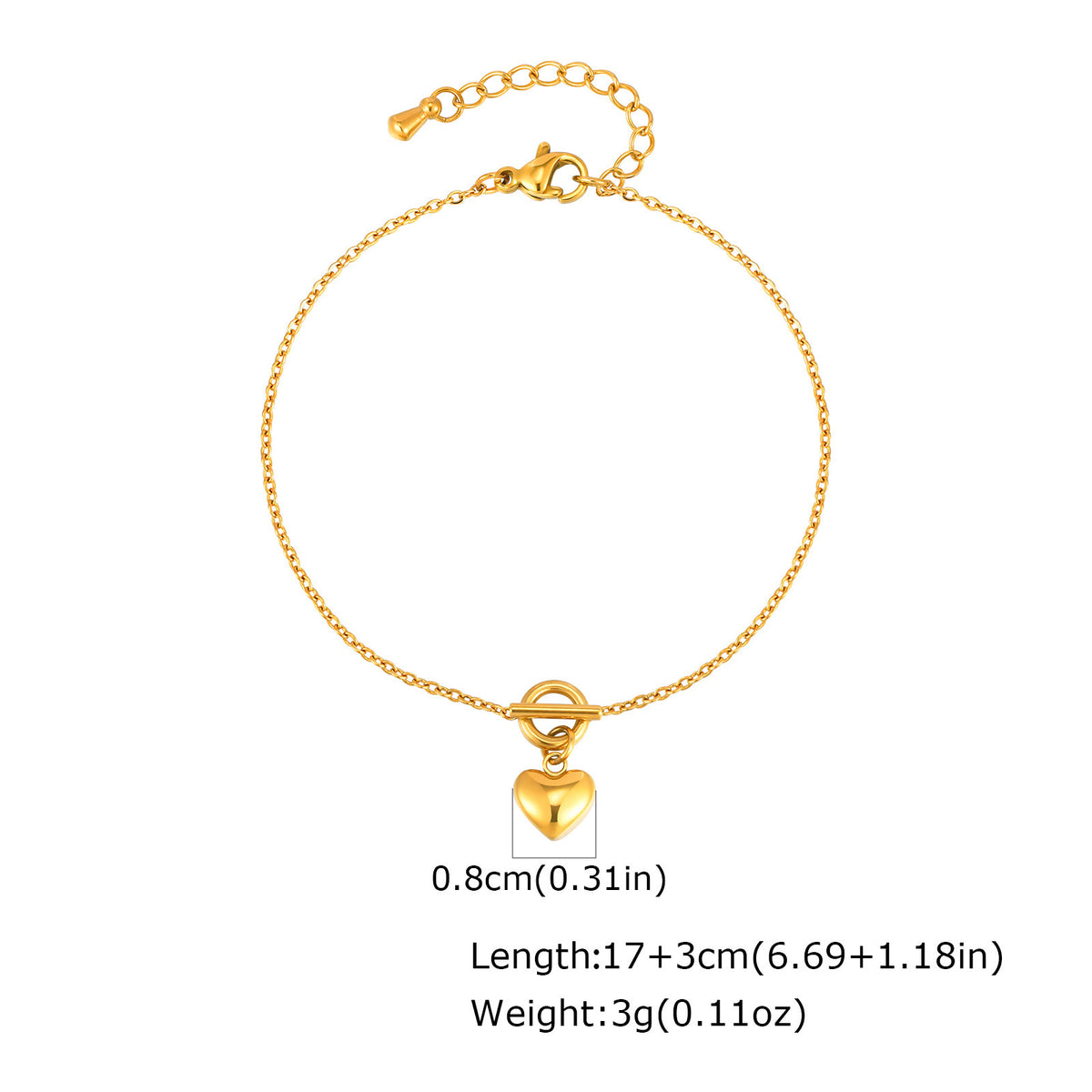 Cross Heart Gold-Plated Stainless Steel Bracelet