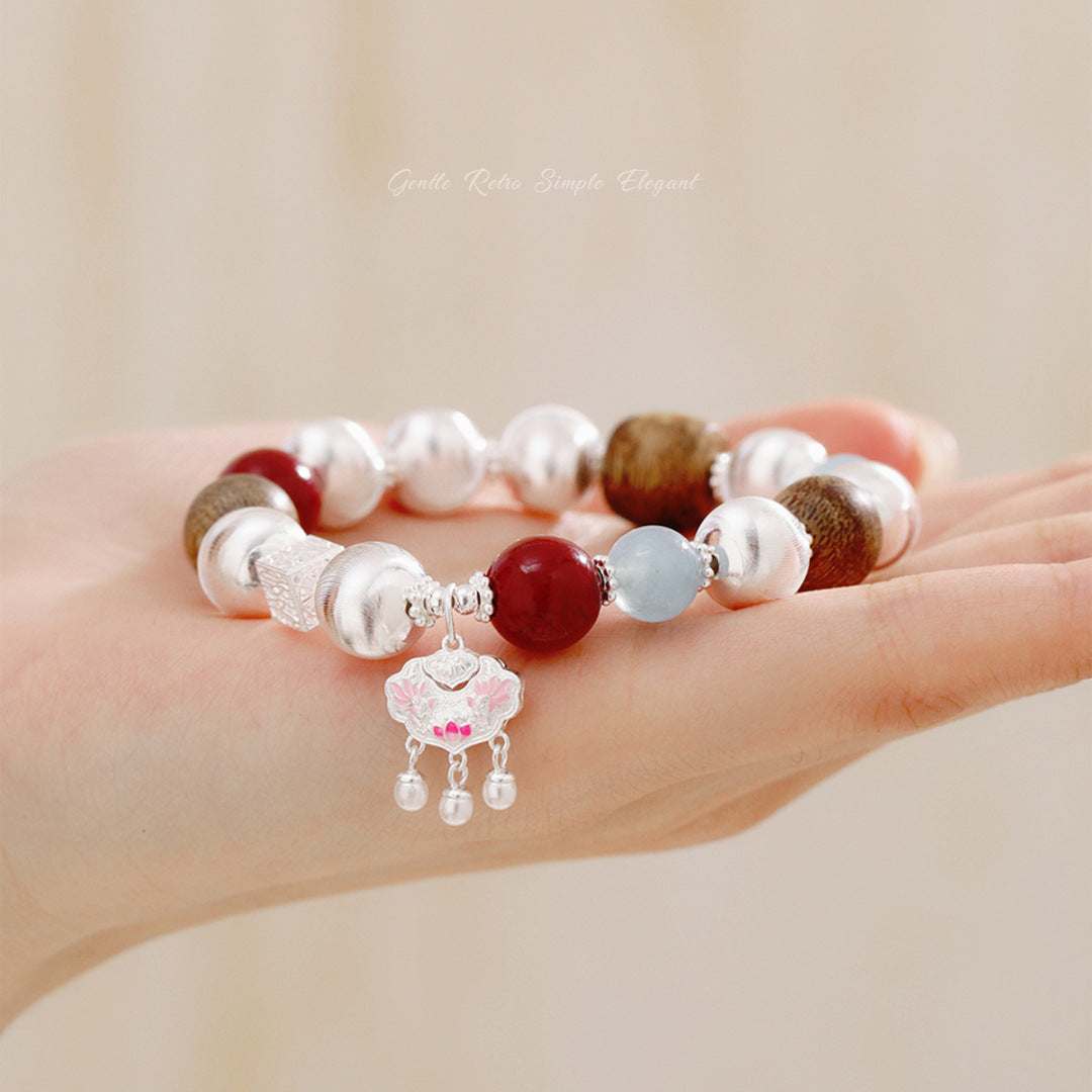 Wenwan Agarwood 925 Sterling Silver Bracelet
