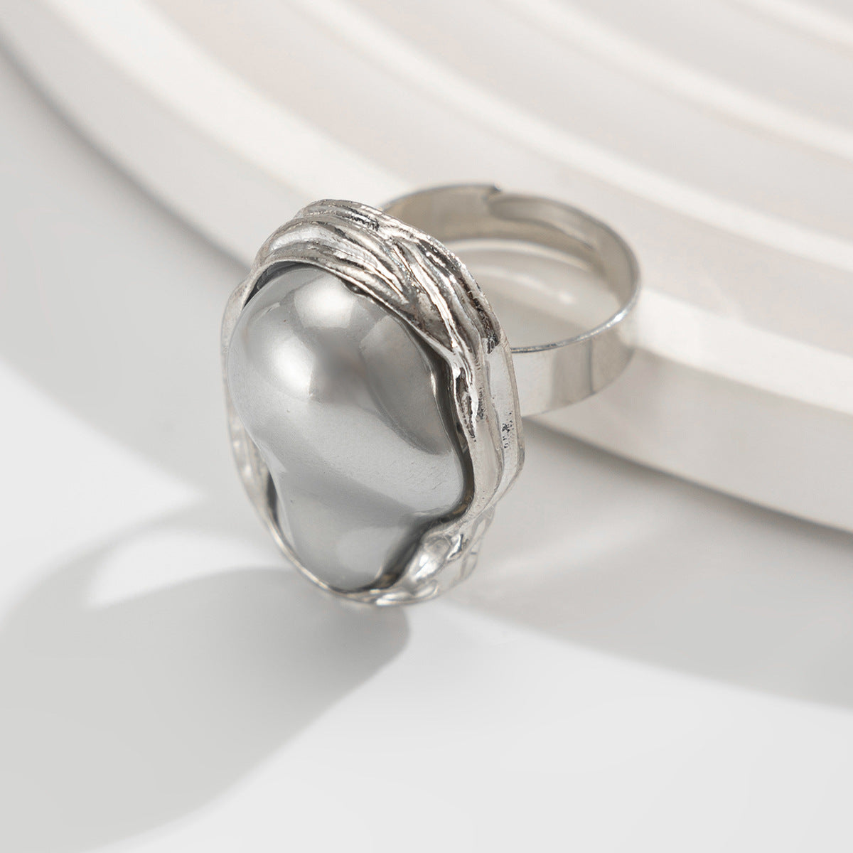 Baroque Imitation Pearl Ring By Planderful Vienna Verve Geometric Statement Jewelry For Women