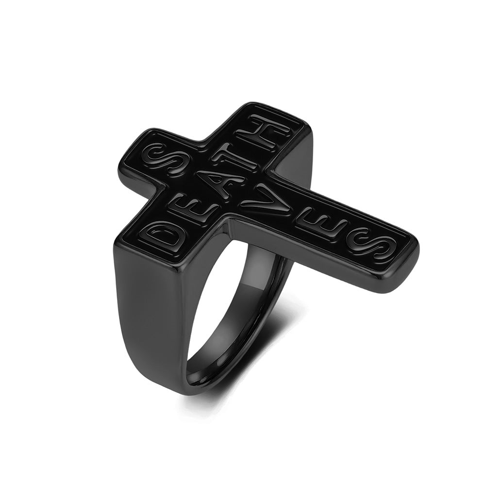 Death Saves Cross Stainless Steel Ring Punk Rock