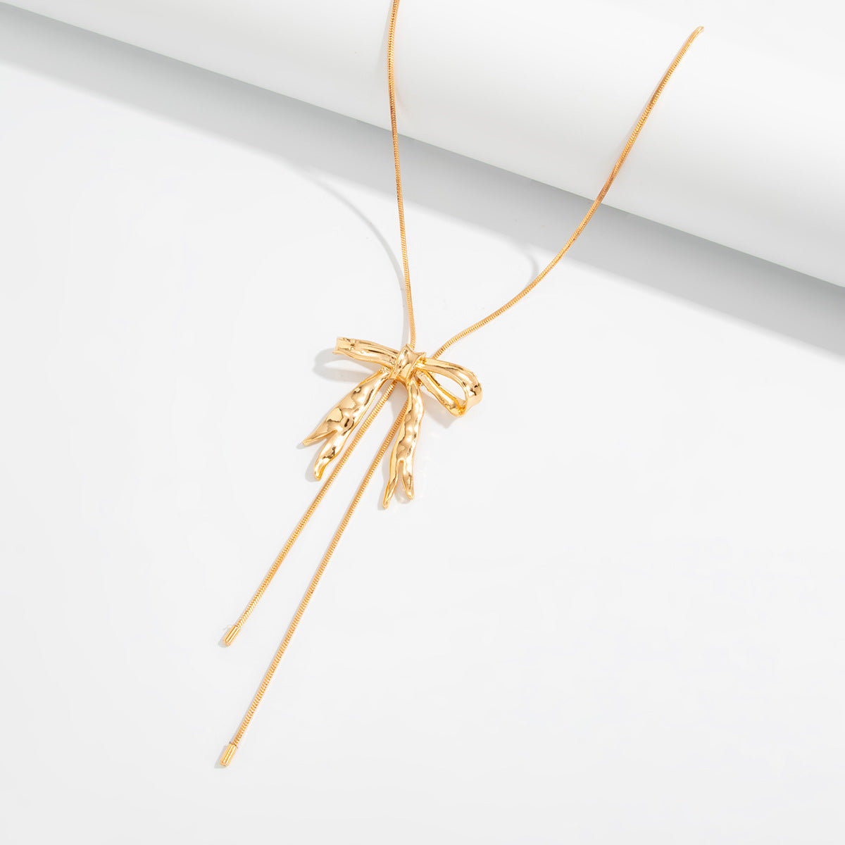 Pleated Bow Adjustable Y-Necklace