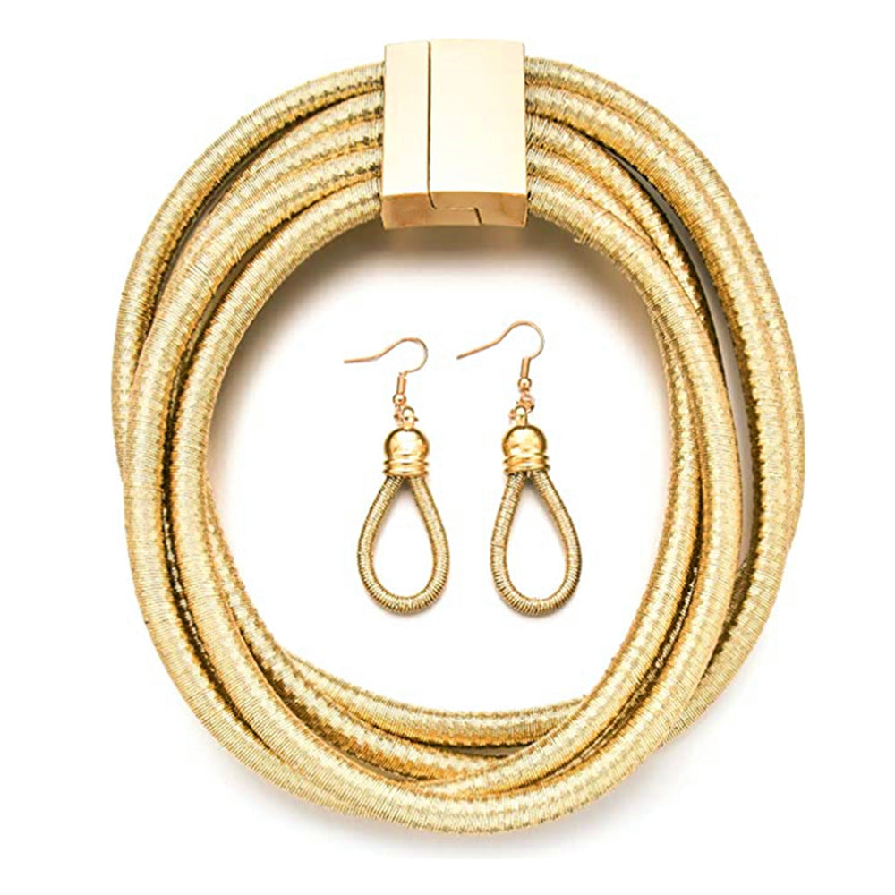 European and American Style Multi-layer Braided Black Necklace Set with Cross-border Choker - Elegant Jewelry Set