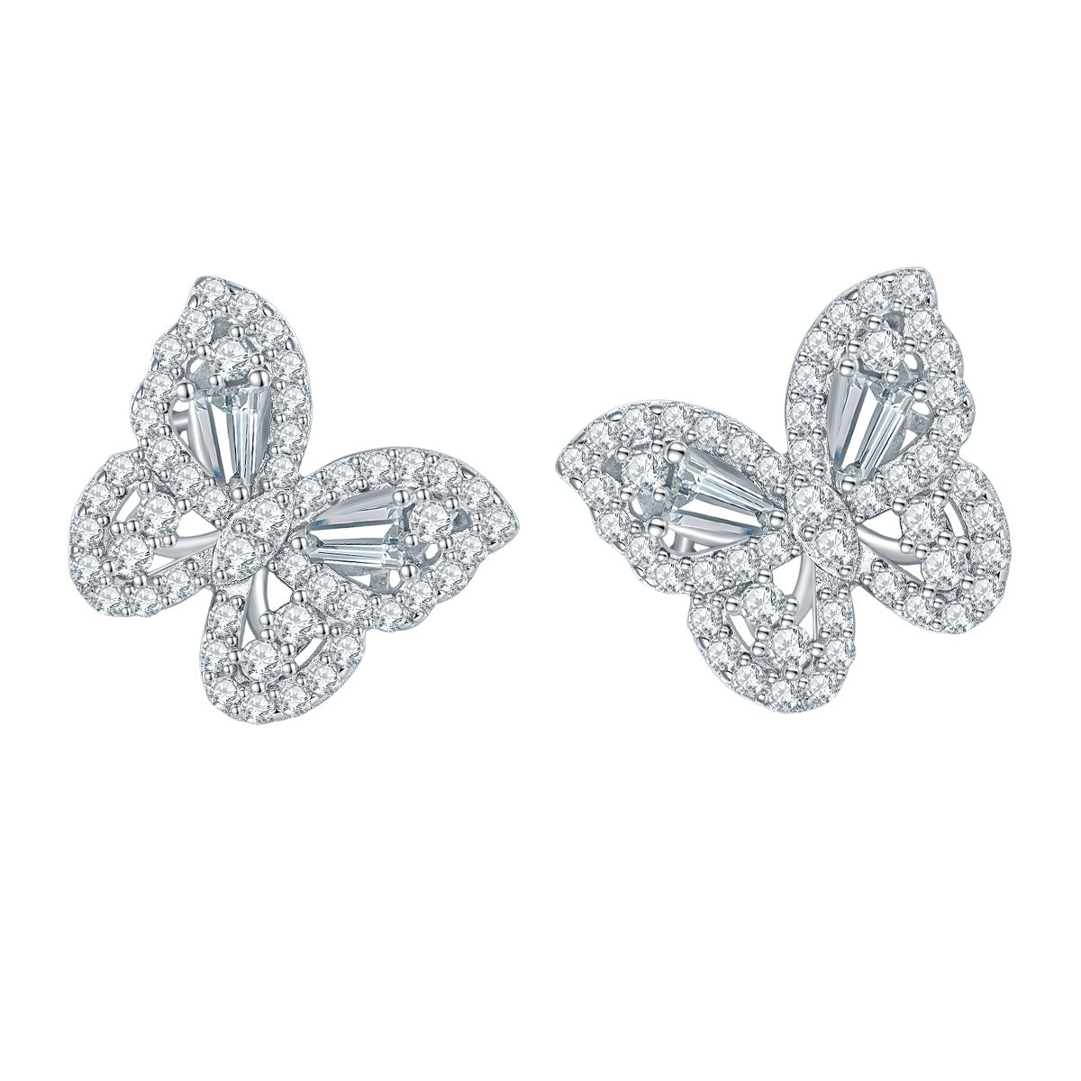 Planderful Moissanite Butterfly Stud Earrings 925 Sterling Silver For Women Sparkling DVVS Moissanite