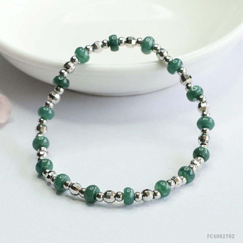 Blue Water Jadeite Abacus Bead 5 mm Bracelet