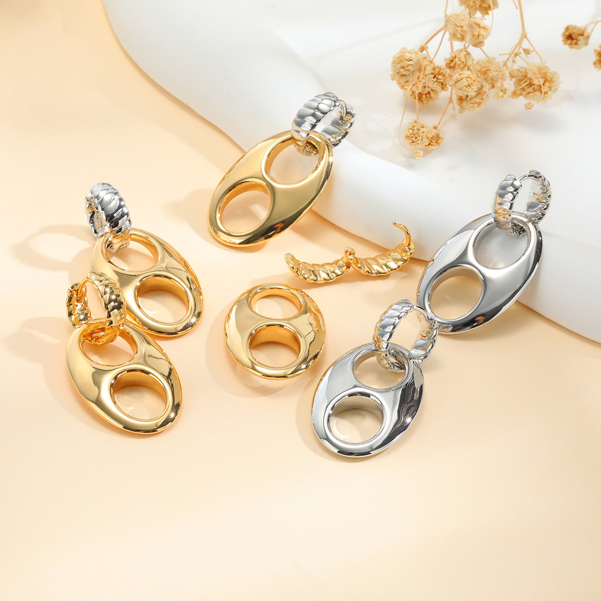 Pop-Tab Drop Earrings — Gold or Two-Tone
