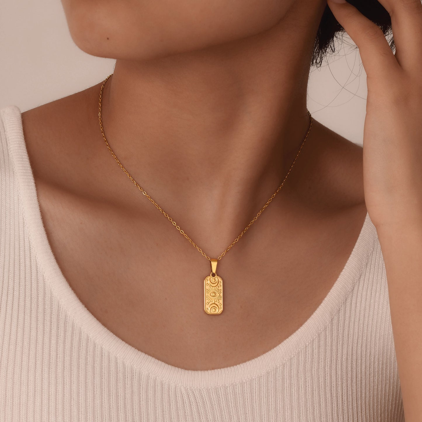 Jewelry Stainless Steel Cross Geometric Angel Pendant Gold Necklace Ladies