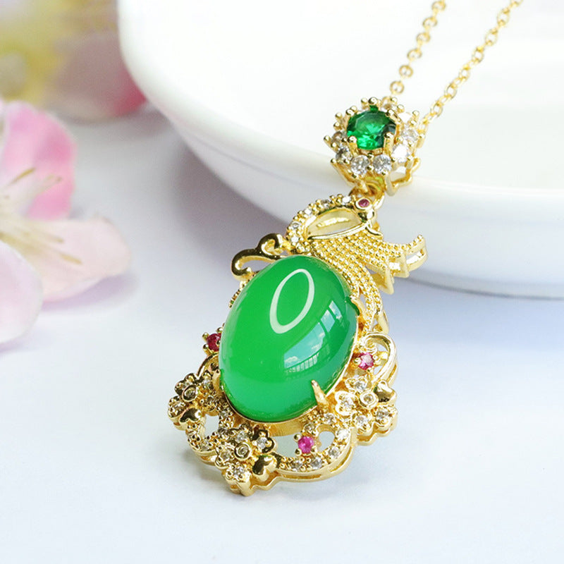 Phoenix Oval Chalcedony Zircon Necklace