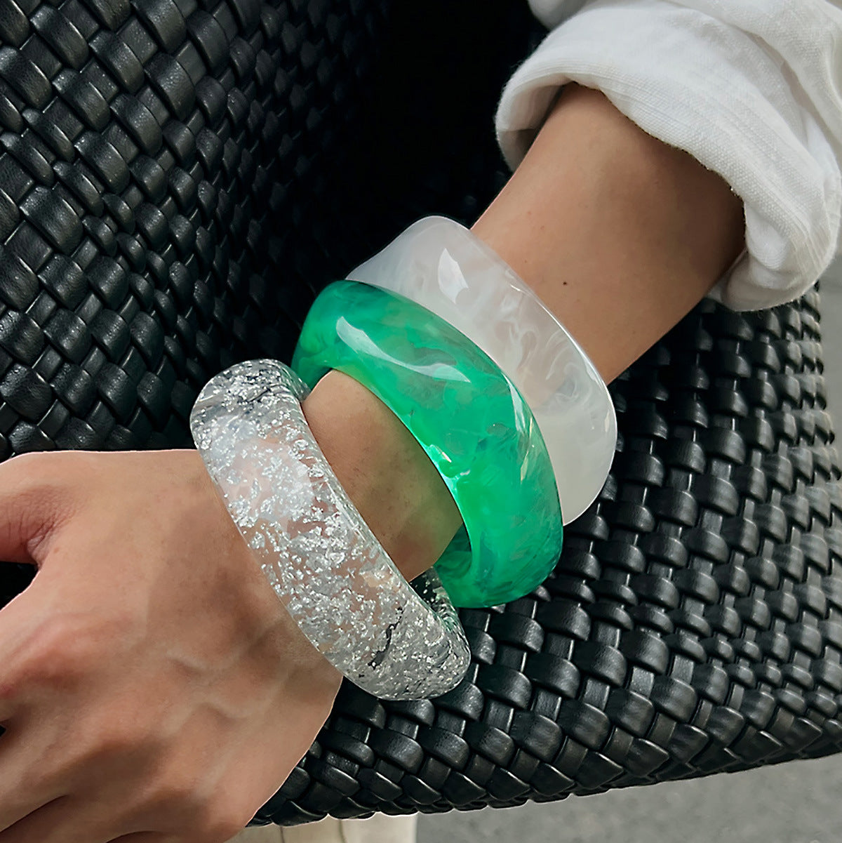Geometric Polygon Bracelet By Planderful Vienna Verve For Women Translucent Exaggerated Modern Statement Jewelry