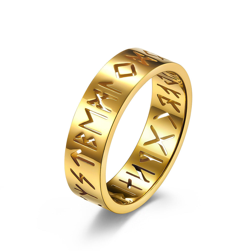 INS Simple Style Nordic Viking Text Hollow Ring for All