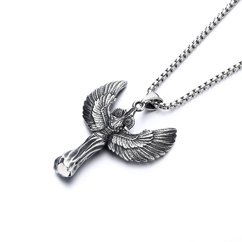 Stainless Steel Necklace – Vintage Feathered Angel Muse