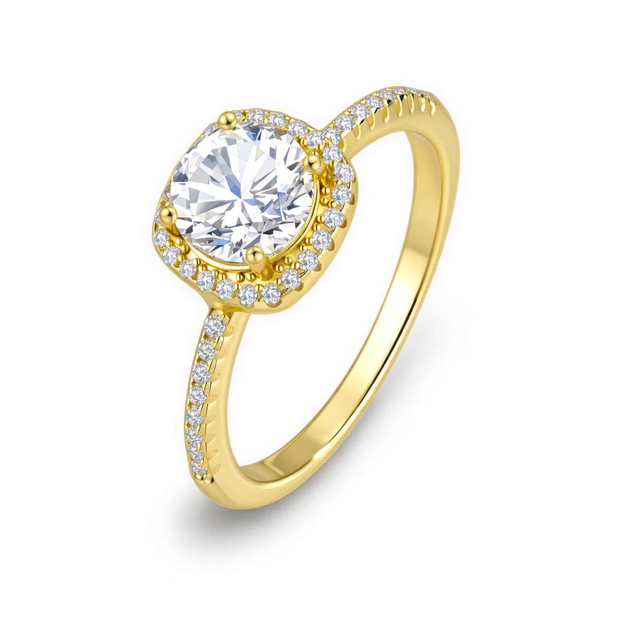 S925 Silver Classic Small Sugar Cube One Carat Simulation Diamond Princess Square Zircon Ring