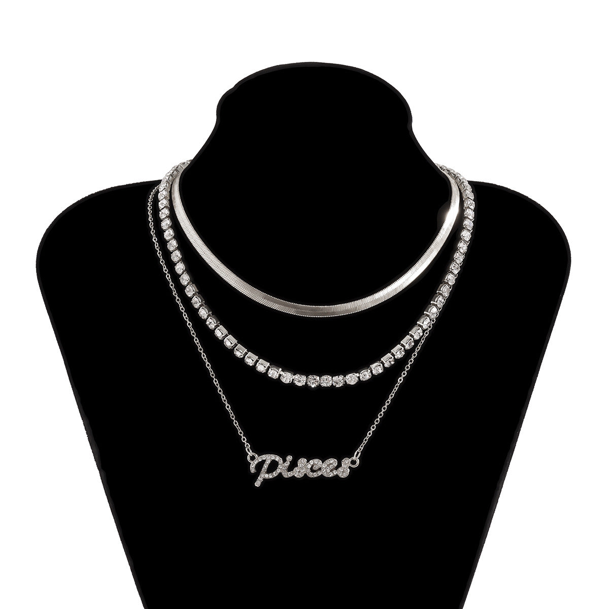 Planderful Vienna Verve Personalized Letter Zircon Necklace For Women Elegant Snake Chain Statement