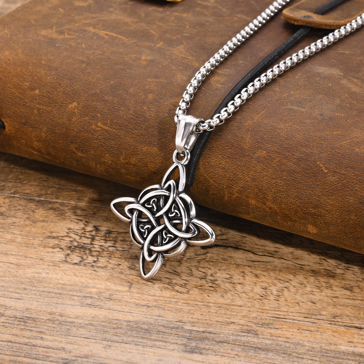 Accessories Men's Stainless Steel Celtic Knot Pendant Necklace