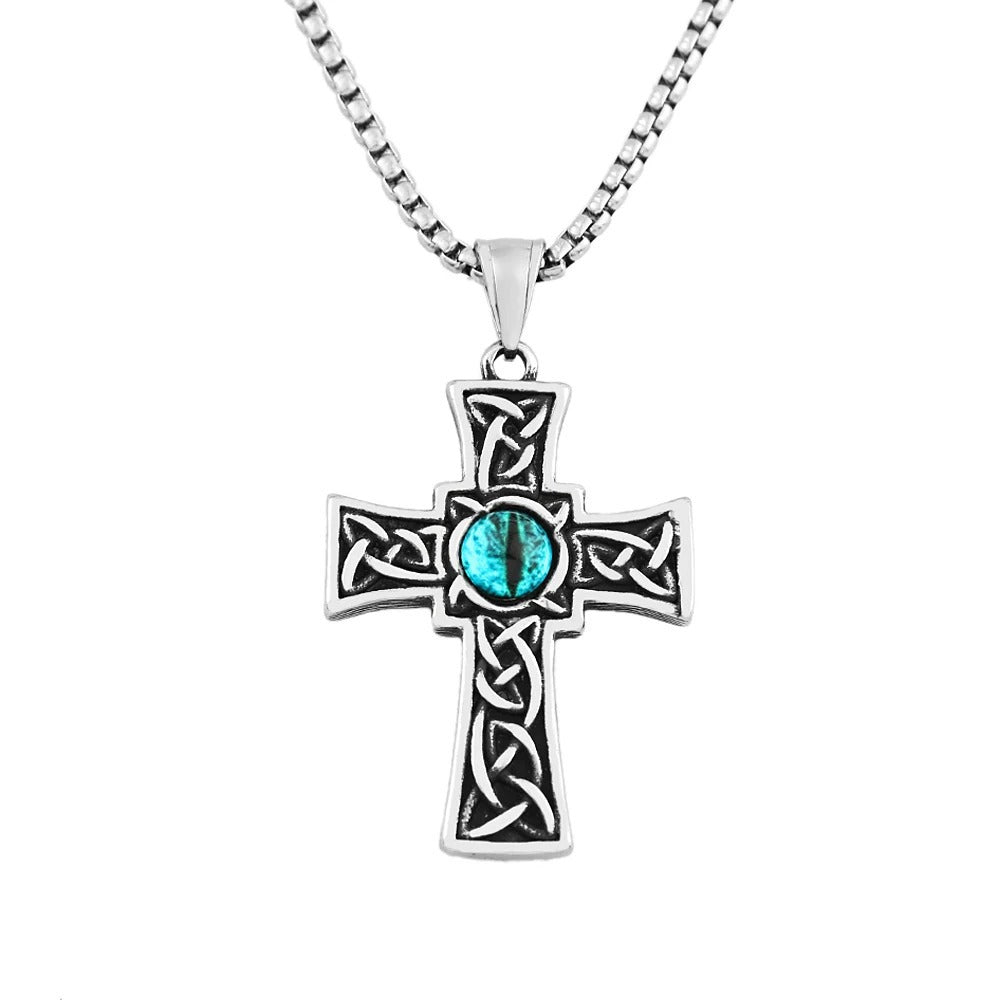 Vintage Cross Viking Stainless Steel Men's Pendant Necklace