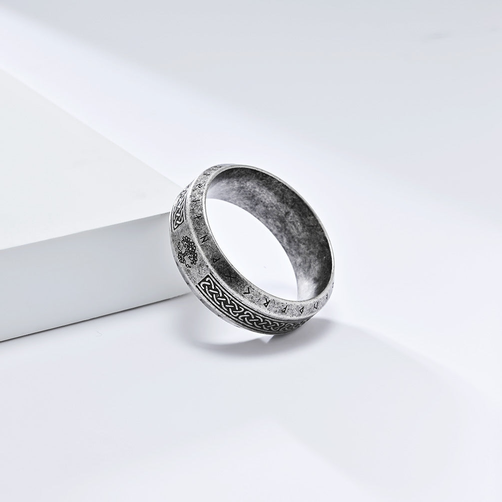 Planderful Nordic Celtic Tree Of Life Viking Ring Luhn Rune For Men Stainless Steel Jewelry