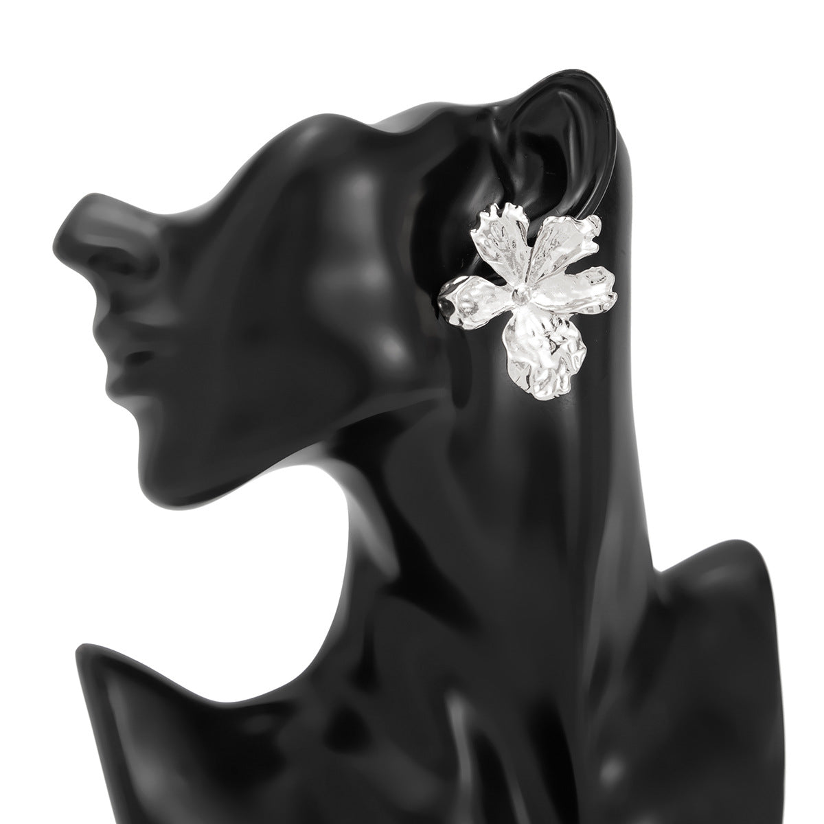 Planderful Vienna Verve 3D Metal Flower Stud Earrings For Women Premium Retro Statement Jewelry