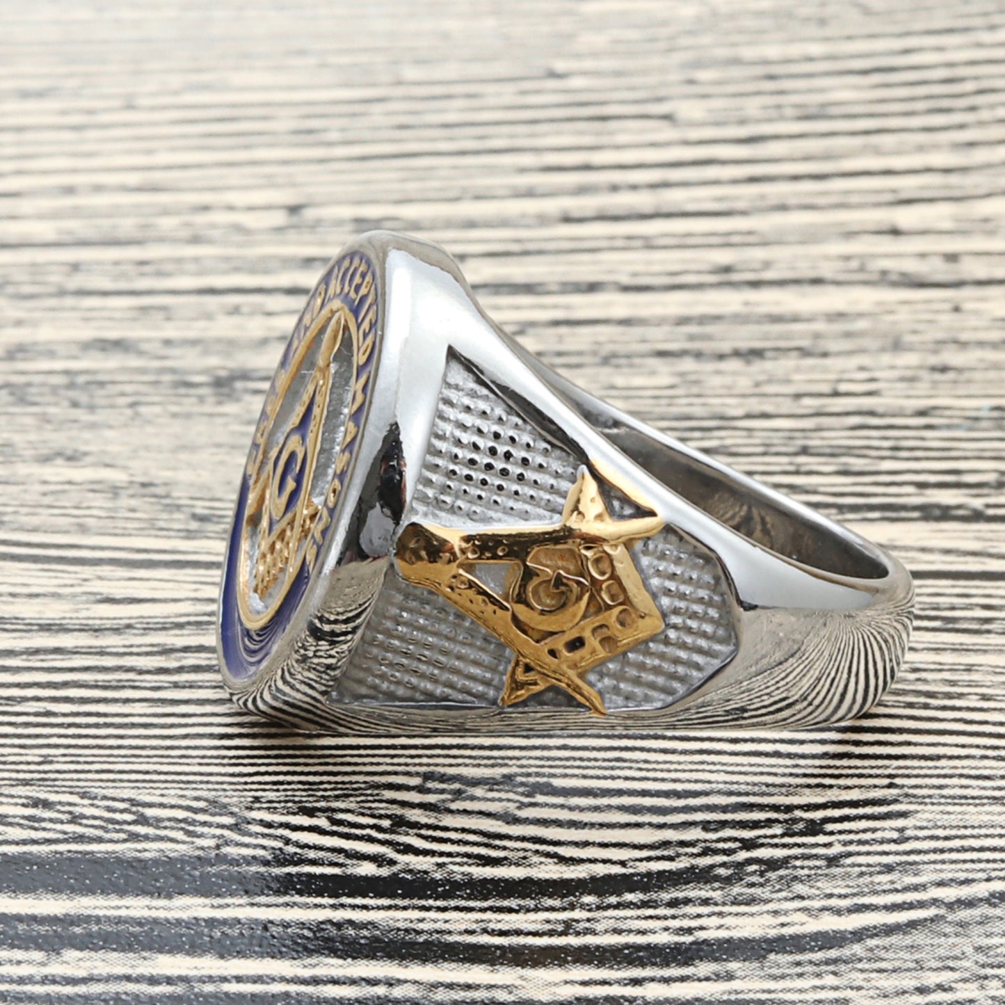 Retro Punk Titanium Steel Masonic Ring for Men - Trendy Gold Stainless Steel G Ring