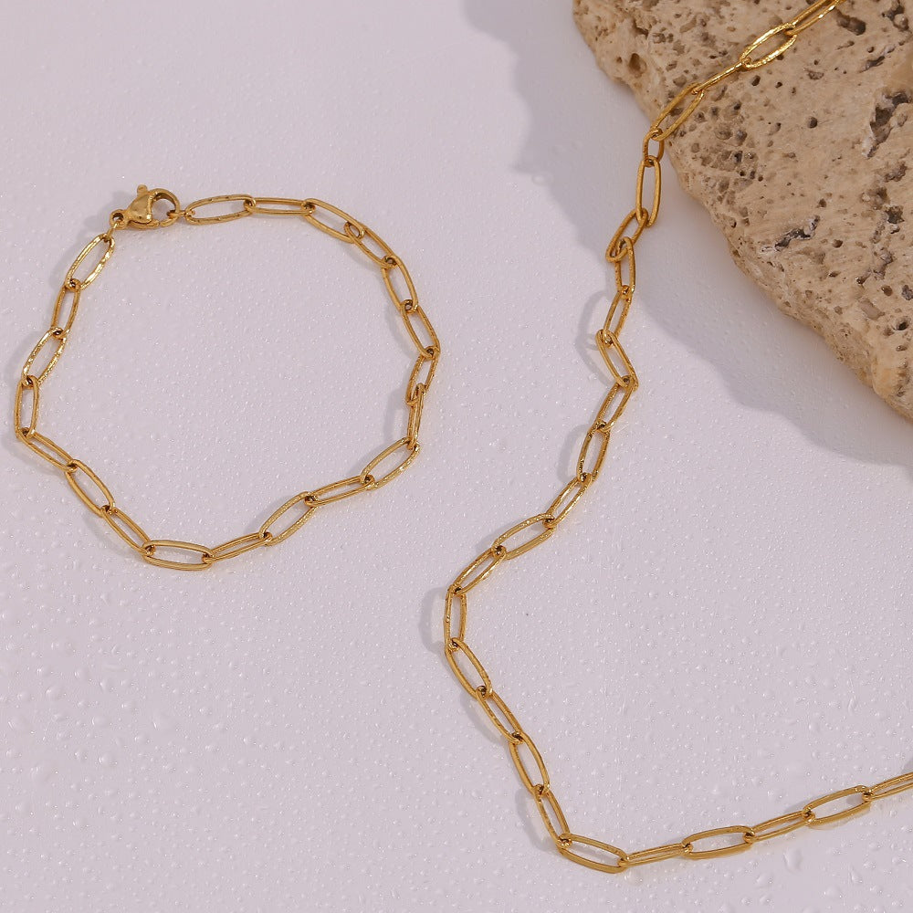 Planderful Jewelry Stainless Steel Five Piece Bracelet Set With Exquisite Twist Figaro Chains