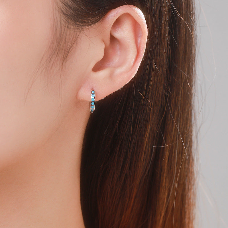 Luxurious S925 Sterling Silver Turquoise Earrings for Women - Trendy and Versatile Pieces from Planderful Collection