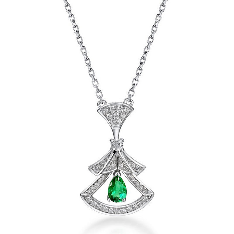 S925 Sterling Silver Lab-Grown Emerald Pendant Necklace