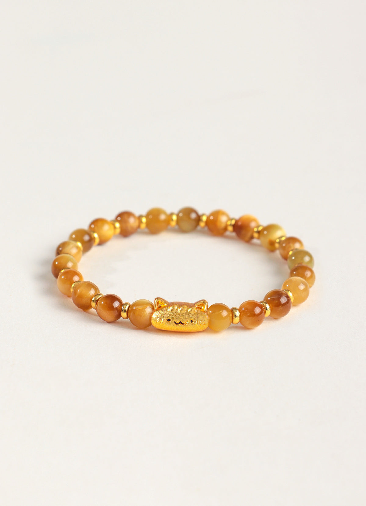 Golden Tiger Eye Cat Charm Citrine Bracelet