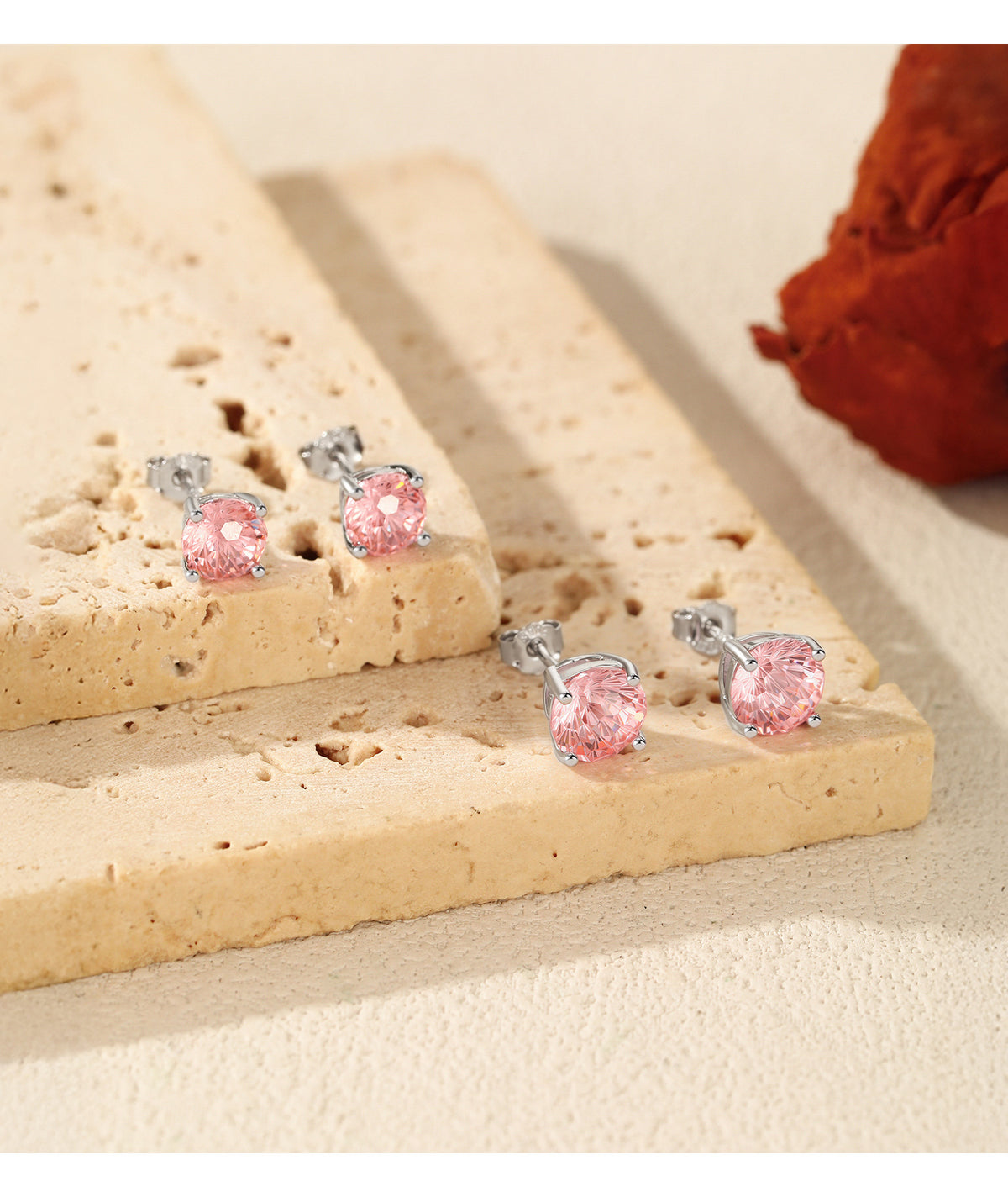 925 Sterling Silver Blush Pink Fireworks-Cut Stud Earrings