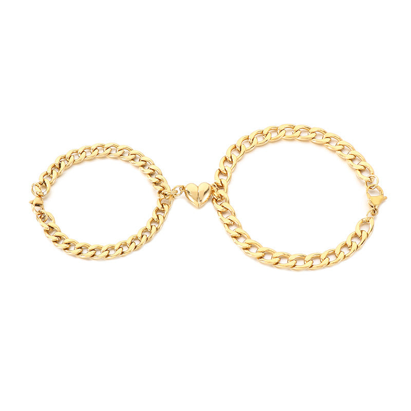 Niche Love Magnetic Bracelet Couple Style – Nk Chain Heart-Shaped Magnet Unisex Titanium